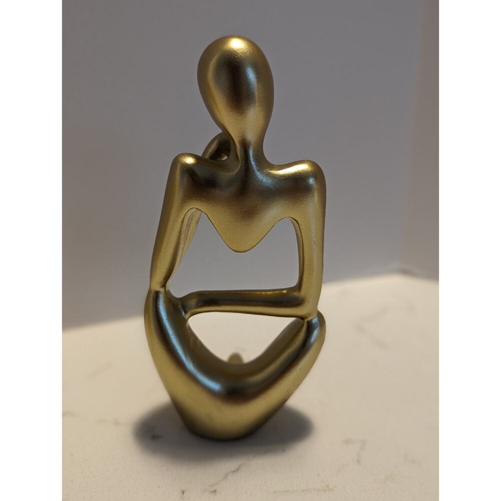 3 Gold Thinker Statues Abstract Art Decor Modern Collection Minimalist - Picture 4 of 13